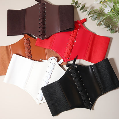 One or two solid color waist shaping belts for women with rivets.