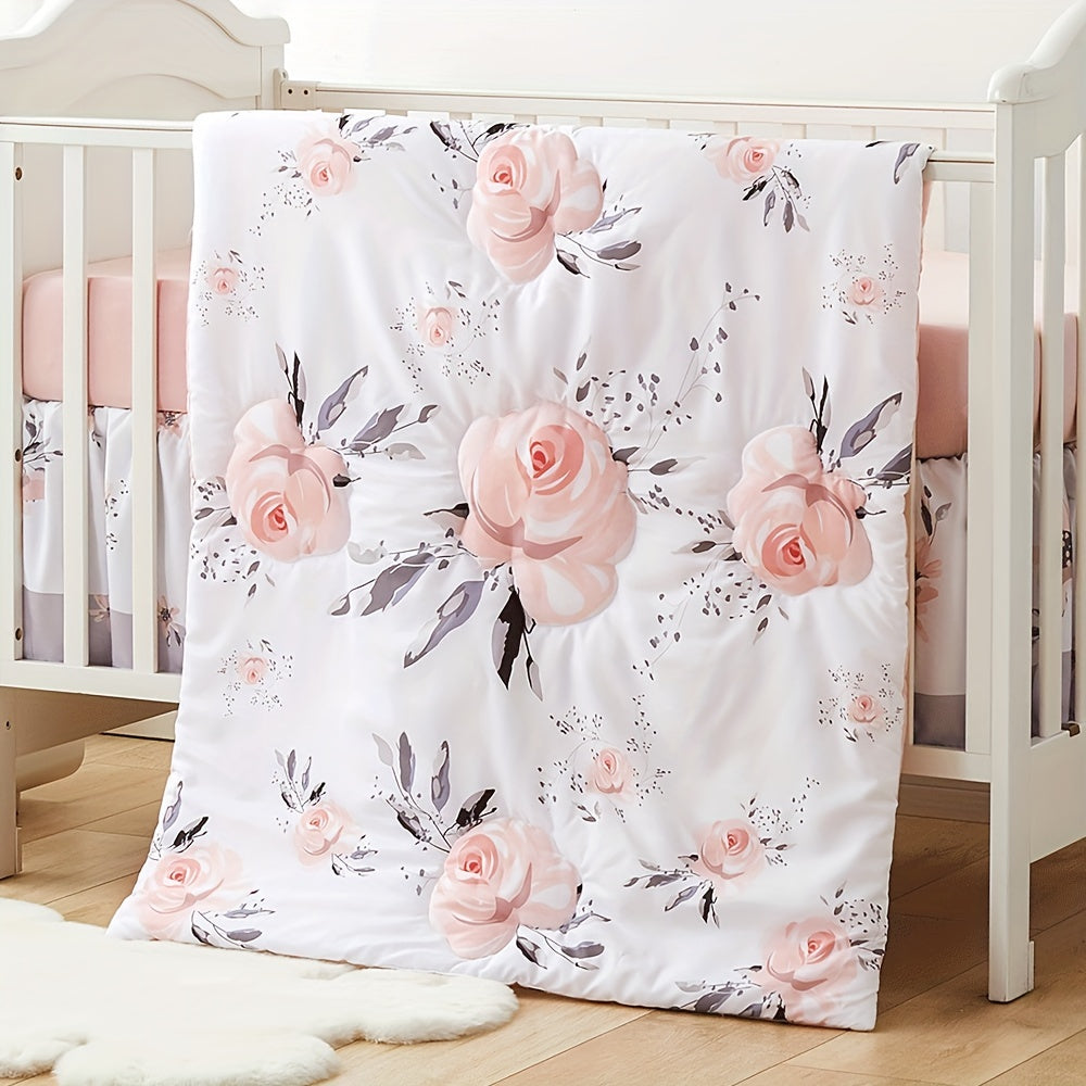 Soft and cuddly baby crib quilt - the ideal nursery bedding throw blanket for both boys and girls - suitable for all seasons!