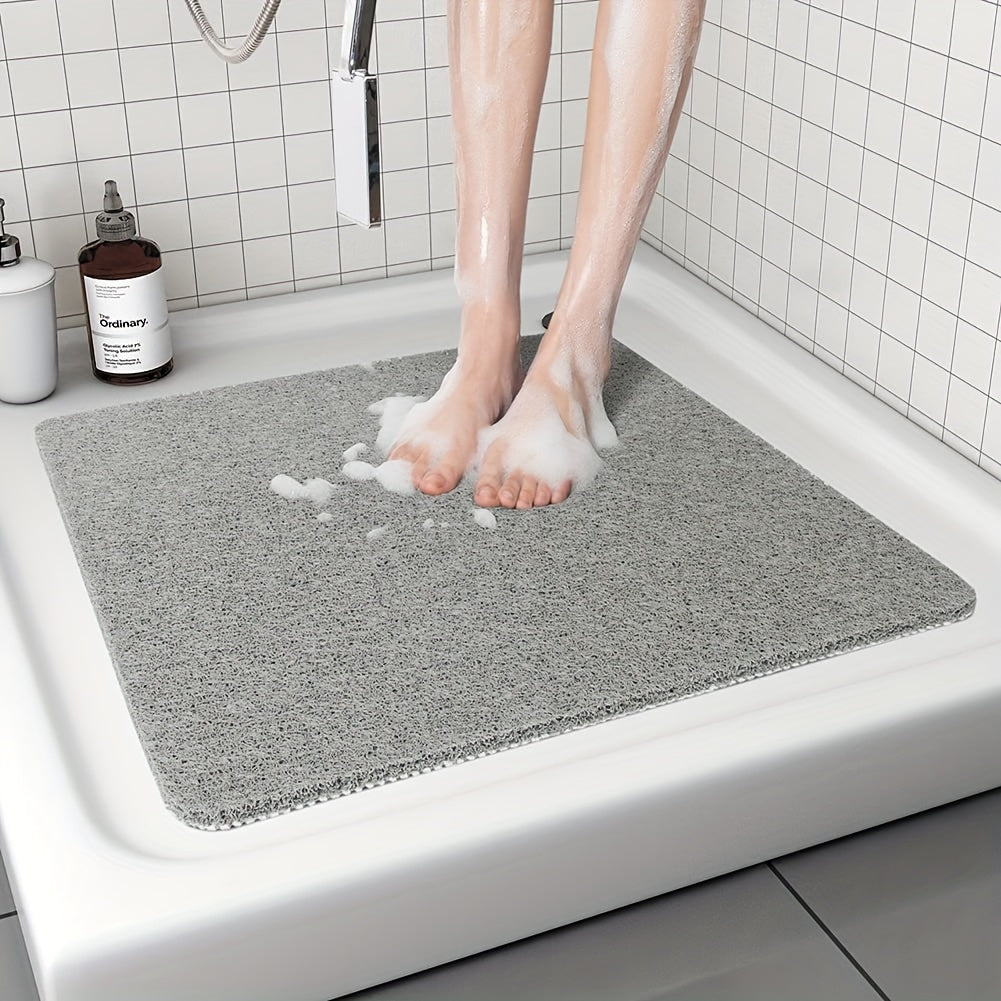 Non-slip bathroom mat with foaming loofah base, waterproof, 53.34*53.34cm.