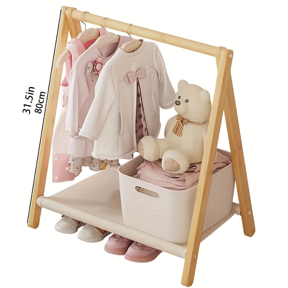 Freestanding wooden organizer for entryway with multiple hangers, ideal for small spaces. Features shoe storage and natural wood finish.