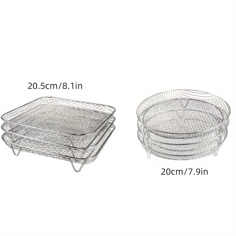 Stainless Steel Grill Air Fryer Accessory, Including 1 Set of Stackable Oil Drip Trays, Easy to Clean and Reusable, Safe for Food Handling in Both Indoor and Outdoor Kitchens.