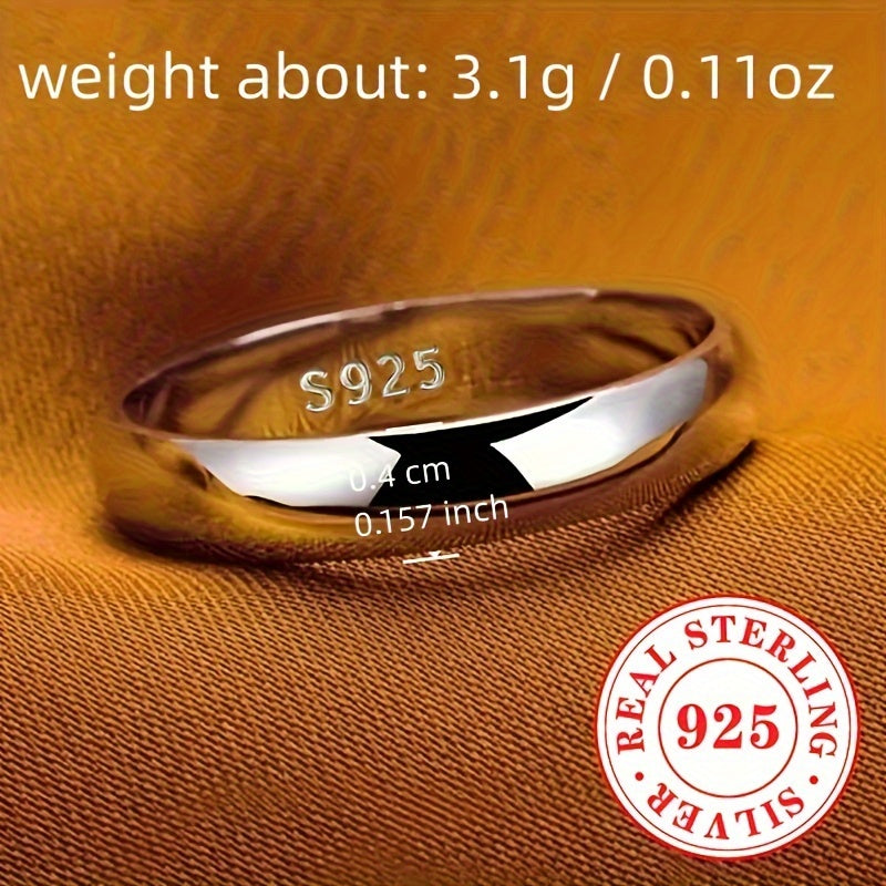 Elegant and Simple Sterling Silver Band Ring for Both Women and Men, Weighing 3.1g, Featuring a Wide Face Design Ideal for Daily Wear or Special Occasions.