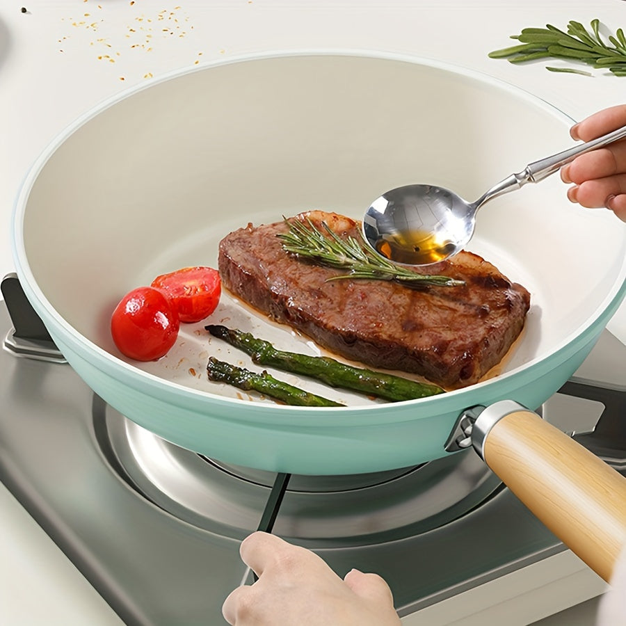 Non-Stick Cast Iron Skillet with Lid - Perfect for Home Cooking, Hand Wash Recommended, Compatible with Induction and Gas Stoves, Features Single Handle and Comes in a Convenient Packaging Box for your Kitchen Cookware Set.