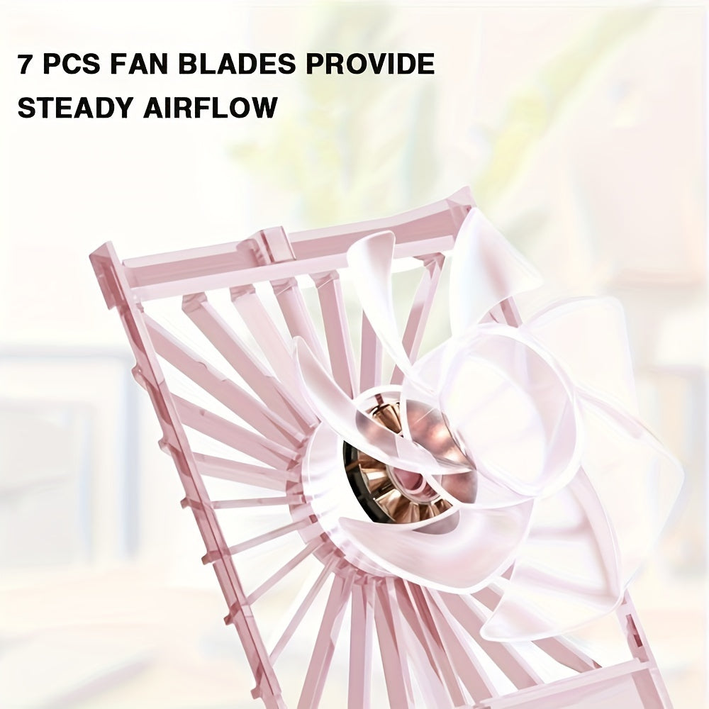 Compact rechargeable personal fan with interchangeable fragrance pad, 3 speeds, low noise, portable design, USB chargeable, perfect for office, school, work, and home use - made of durable plastic