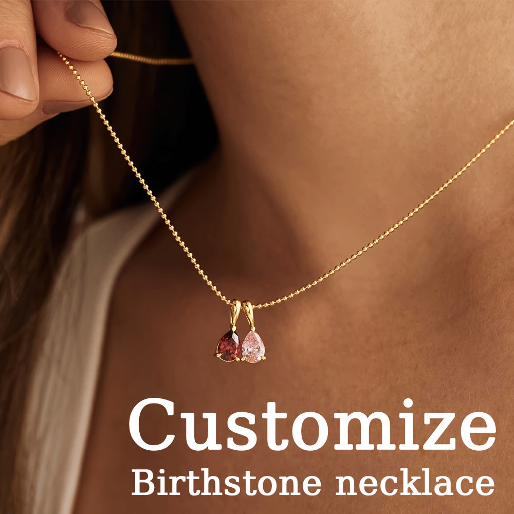 Customize your own Birthstone Necklace with up to five birthstones, plated in 18K gold. Enter the month in Arabic numerals for a personalized touch. This necklace makes a perfect gift for her, mom, or girlfriend for Christmas, Valentine's Day, or an