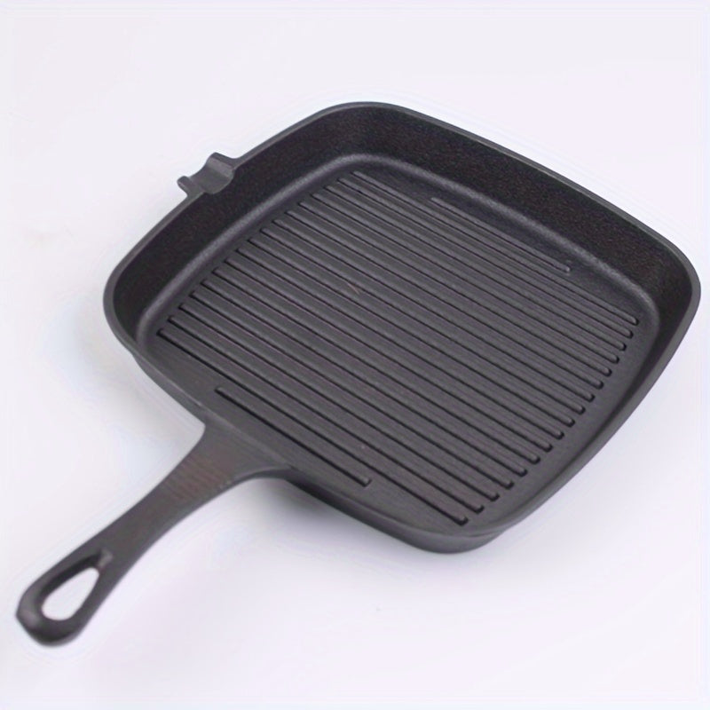 Cast Iron Grill Pan Skillet with Oven Safe Non-Stick Coating and Cast Iron Handle - Perfect for Grilling Steaks and BBQ Meats - Induction Ready Cookware