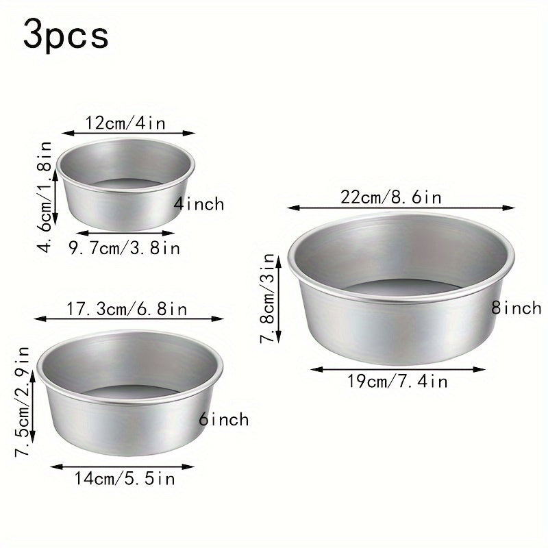 Thickened 8-Inch Round Oven Cake Mold with Solid Bottom for Household Use - Made of Anodized Aluminum, Perfect for Chiffon Cakes