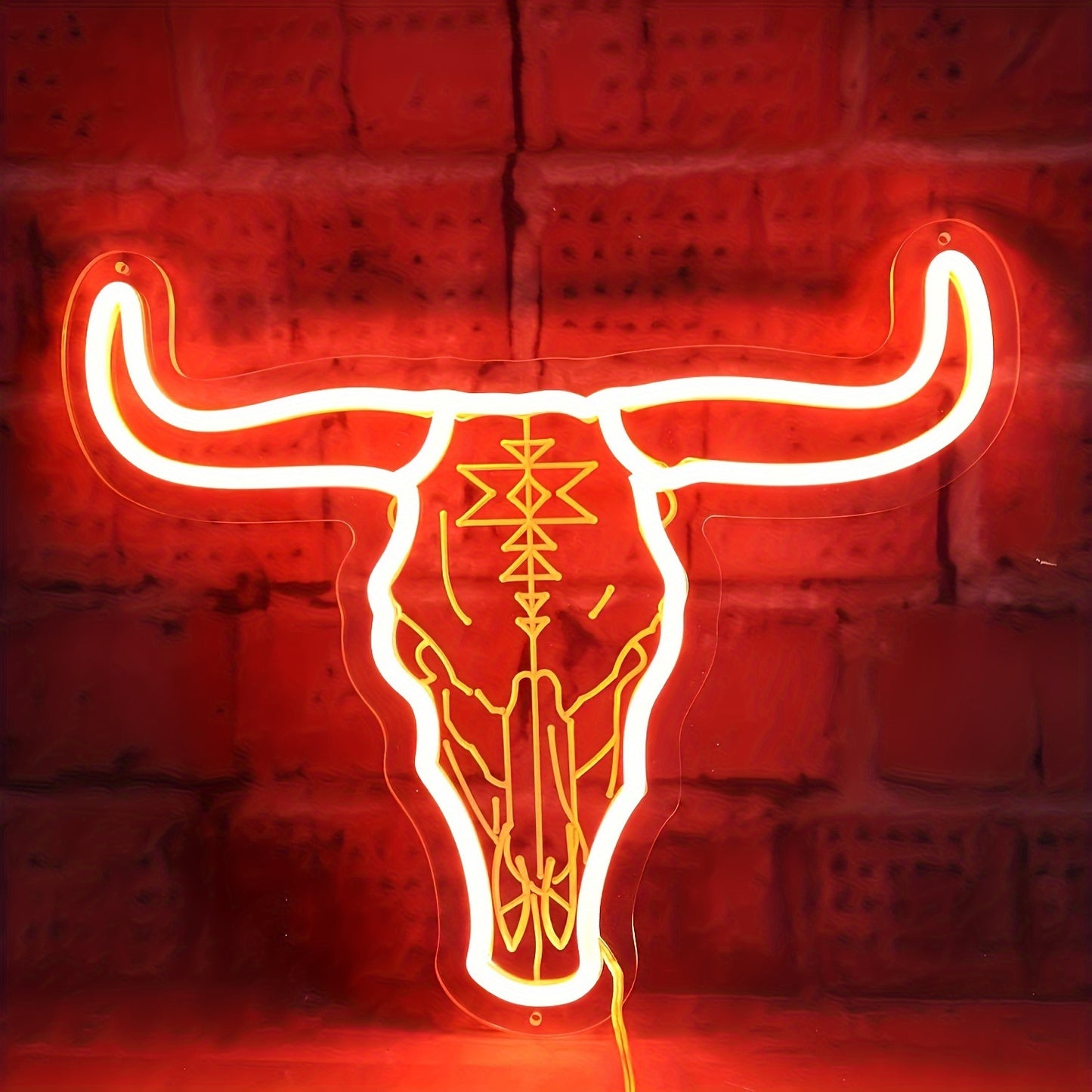 1pc Texas Western Bull Skull LED Neon Sign for Bedroom, Man Cave, or Game Room.