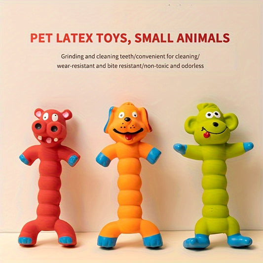 Self-entertaining dog toy made from latex for teeth grinding with teddy bear design.