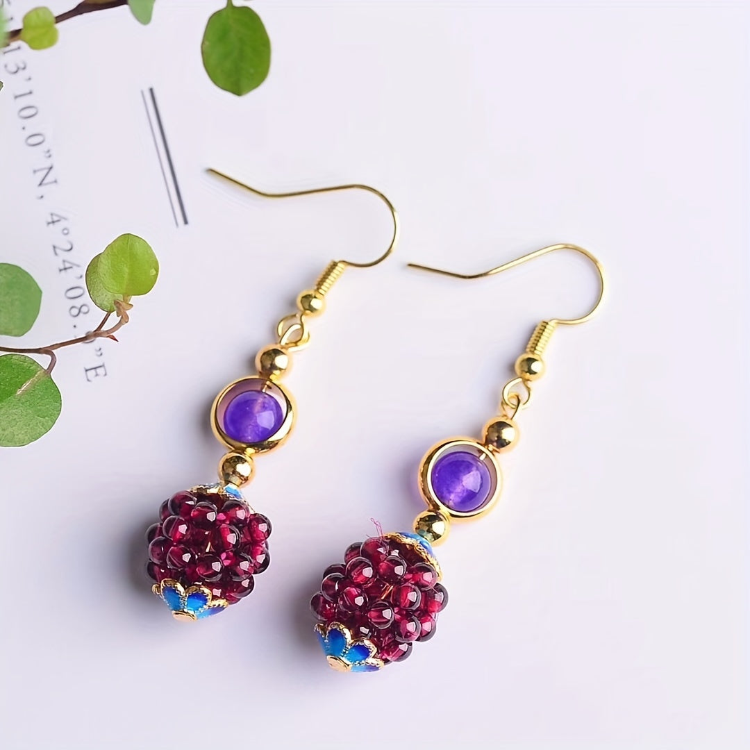 Hand-crafted Natural Garnet Earrings, Exquisite and Stylish Jewelry for Women. Perfect Gift for Birthdays, New Year, Christmas and Thanksgiving. Comes in a Gift Box.