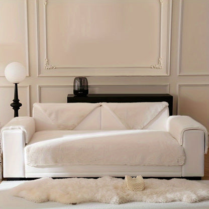 French thickened plush sofa slipcover protects furniture from scratches and adds style to any room.