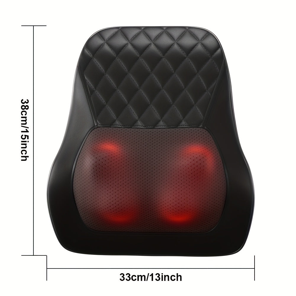 3D kneading massage pillow with heat and USB rechargeable polyester back massager for neck, shoulder, and leg. Family grade, unscented with 2000mAh lithium battery for home office