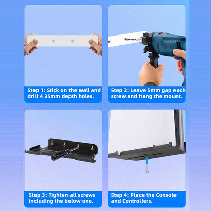 PS5 Slim Wall Mount Holder for Console and Controllers, Steel Vertical Stand with Screw Fixing.