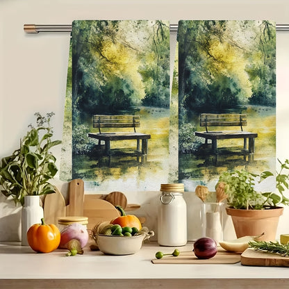 Set of 2 Kitchen Towels - Featuring the Serene Beauty of a Peaceful Garden, Luxuriously Soft and Absorbent Dish Hand Towels for Holiday Decorating, Easy to Clean in the Washing Machine, Size 16x24 Inches_ Item Code: 2KYSYS1218638