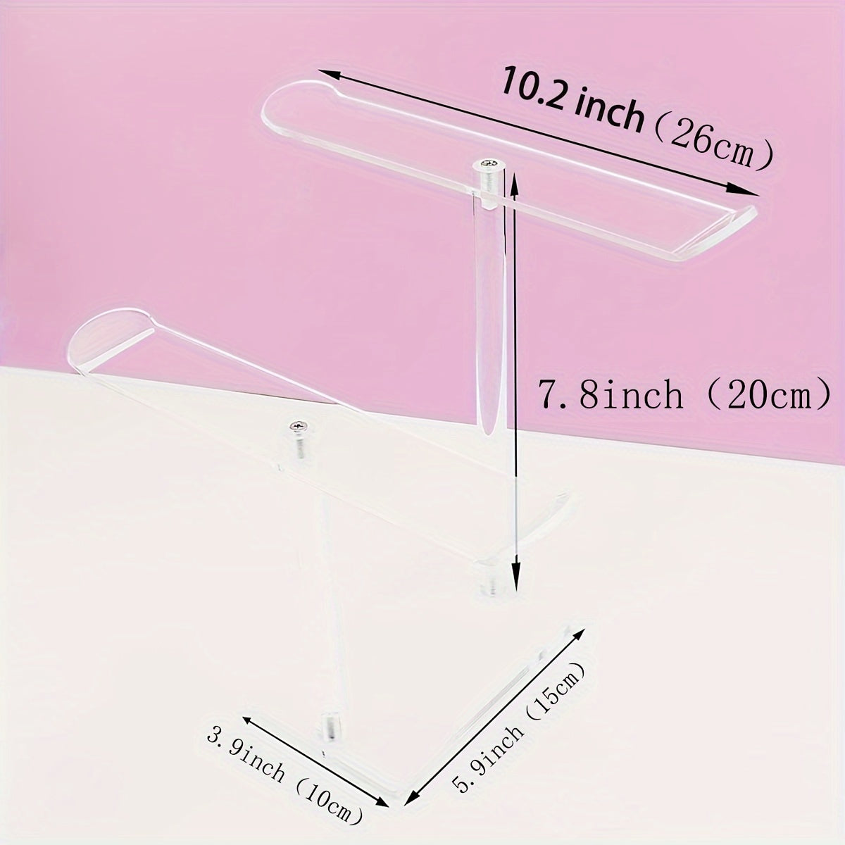 Clear acrylic stand with two tiers for organizing headbands and jewelry. Ideal for displaying hair accessories and bracelets without the need for power. Other accessory organizers also available.