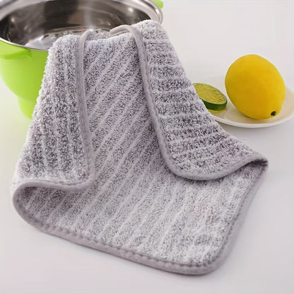 Set of 4 Ultra-Soft Bamboo Charcoal Striped Kitchen Towels - Highly Absorbent, Perfect for Non-Oil Cleaning in the Home