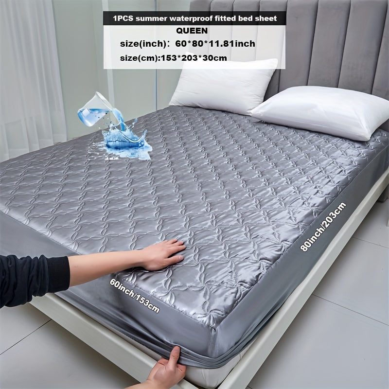 Protect your mattress with the 1pc Keduoduo Summer Waterproof Fitted Sheet. Made from thickened TPU satin, this sheet is cool and comfortable during the hot summer months. The machine washable, durable polyester fabric is 100% waterproof and features an