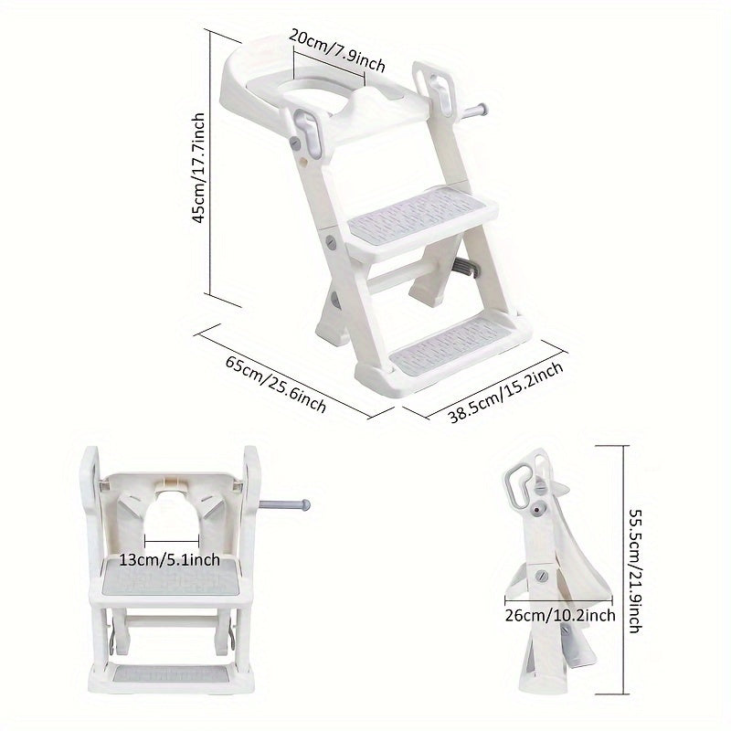 This 2-in-1 Children's Toilet Training Seat can also be used as a Foldable Step Toilet and Footstool for the home.