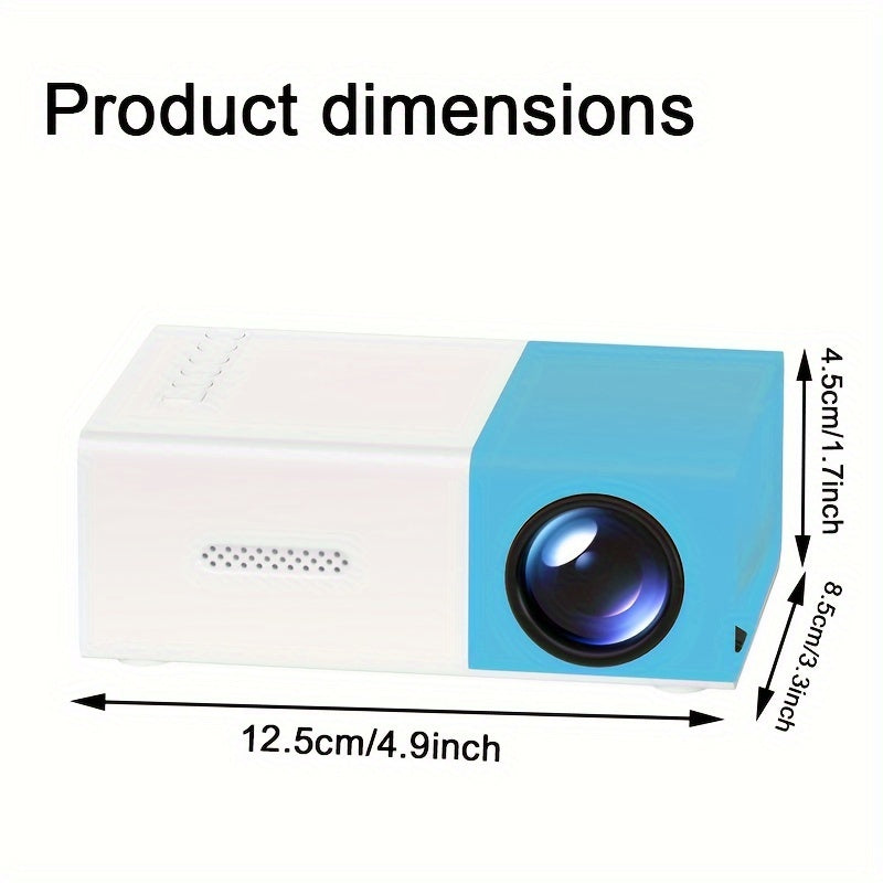 ZRZTM mini projector with fast focus, European plug, compatible with Android devices/USB, ideal for home/office use and holiday gifting.