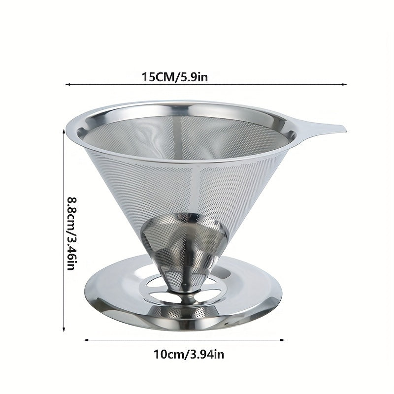 Конусообразный фильтр для кофе из нержавеющей стали с подставкой — прочная, экологичная кофеварка для домашних и коммерческих кухонь