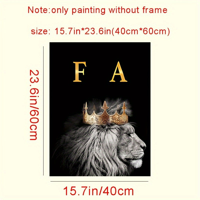 Modern abstract lion family canvas painting, 3 pieces, 15.7*23.6in/40cm*60cm, motivational quotes, frameless, for living room decor.