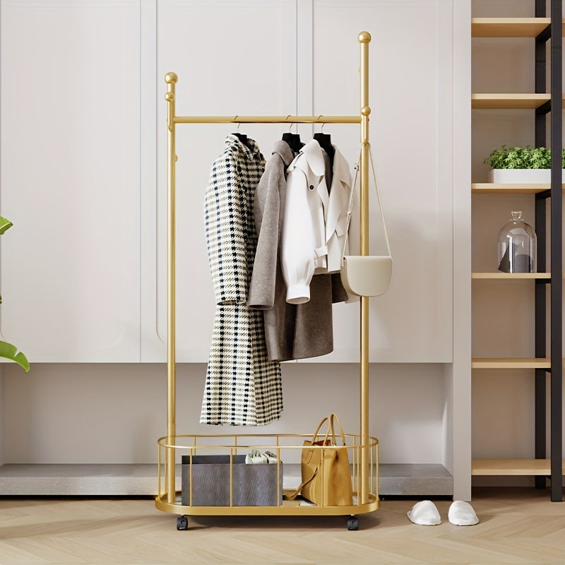 Clothes Hanger Floor Stand with Wheels - Movable Hanging Clothes Rack - Household Drying Rack - Nordic Light Luxury Cactus Storage Wardrobe Stand