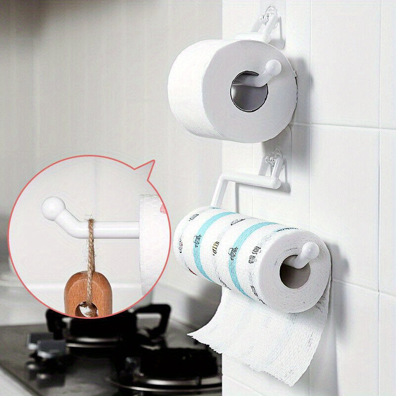 Plastic Paper Towel Holder with Suction Mount Hook for Bathroom and Kitchen Storage, No Drilling Required - Mount on Any Smooth Surface