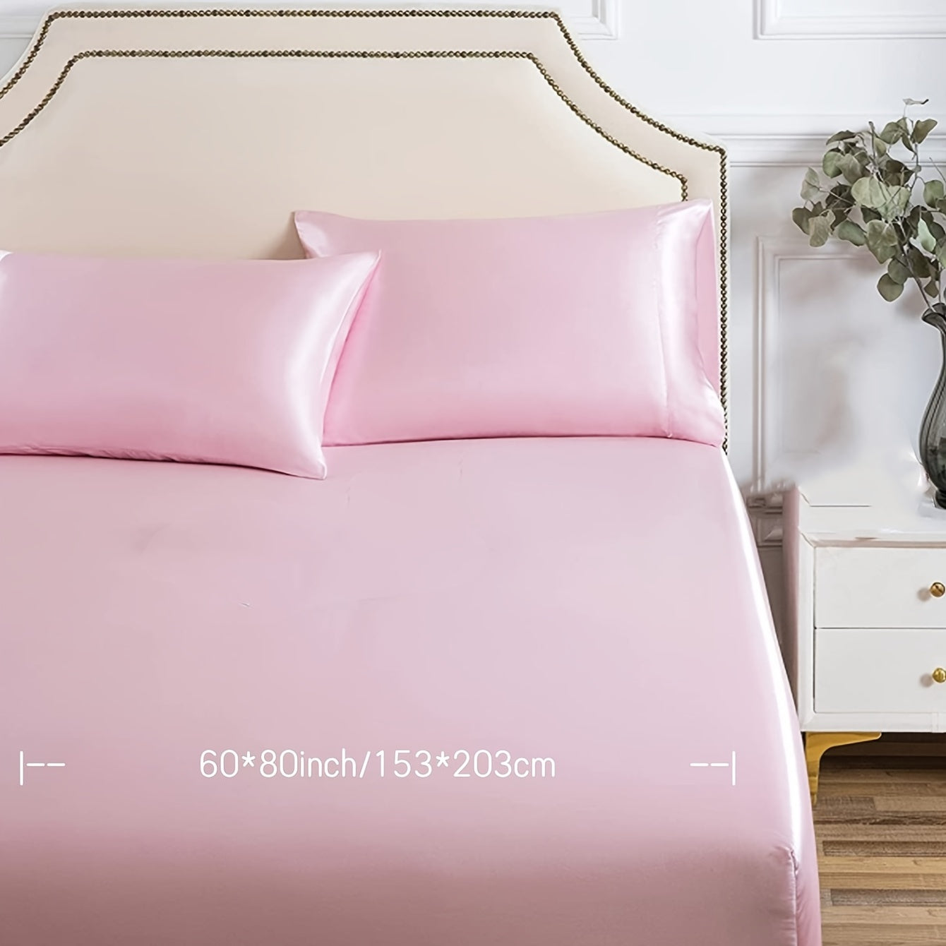 Satin Fitted Sheet in Solid Color, Luxurious Bedding for Bedroom and Guest Room