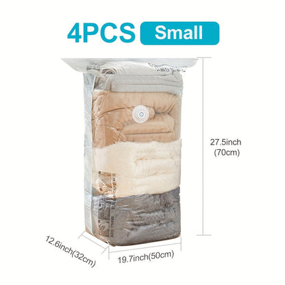 Set of 4 Vacuum Storage Bags - Reusable Travel Bags for Clothes, Blankets, and Bedding - No Vacuum Required - Perfect Space-Saving Solution for your Home