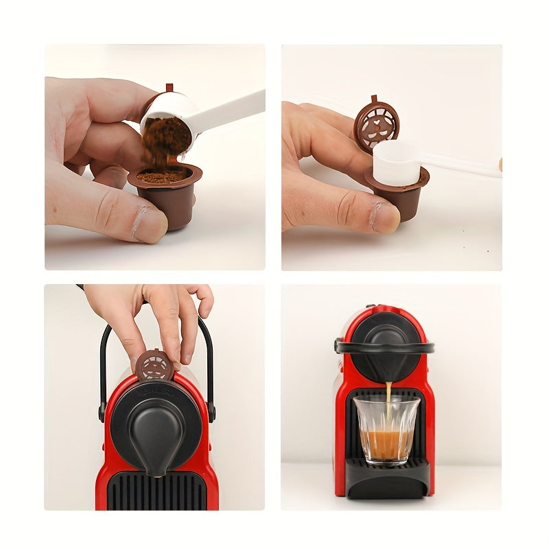 Recycling Shell Reusable Refill Coffee Powder Filter 5pcs Boxed Curved Brush for NESPRESSO Coffee Capsule Shell