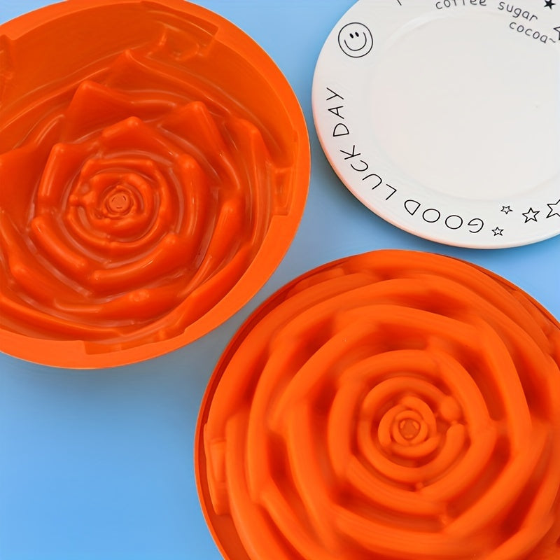 Silicone Cake Baking Pan with Big Rose Flower Design - Perfect for Birthday and Anniversary Cakes, Loaves, Muffins, Brownies, Cheesecakes, Tarts, Pies, Flans, Breads, and More - 24.0cm Diameter