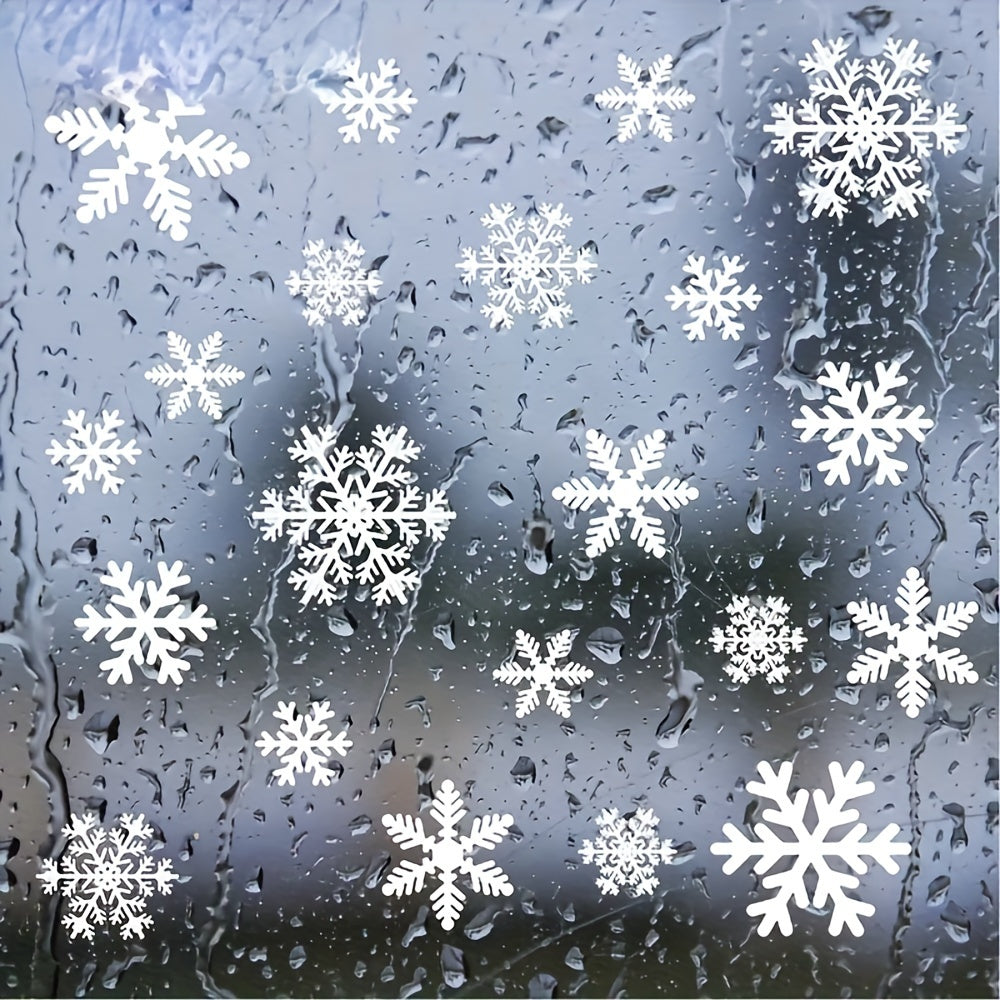 114 Snowflake Window Clings - Easy to Stick, No Power Required, Perfect for Christmas & Winter Décor