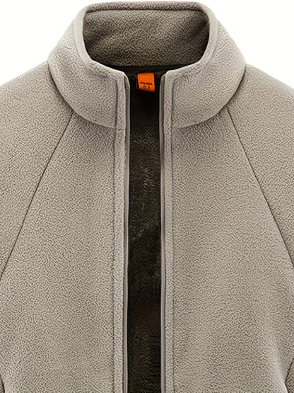 Men's Premium Fleece-Lined Zip-Up Jacket for Fall/Winter Outdoor Wear