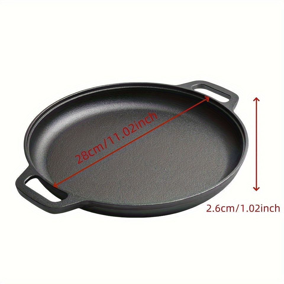 Single-piece Multi-Functional Non-Stick Cast Iron Griddle Skillet for Pizza, BBQ, and Pancakes - Suitable for Use on Any Stovetop, Perfect for Cooking at Home or Outdoors - No Electricity Required