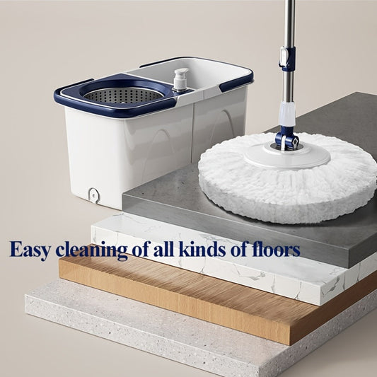 Get the Spin Mop and Bucket System with 3 Reusable Washable Microfiber Pads, Automatic Wringer, Perfect for Hardwood, Laminate, Tile Floors. Great for Living Room, Bedroom, Bathroom, Kitchen, Car - No Electricity Required!