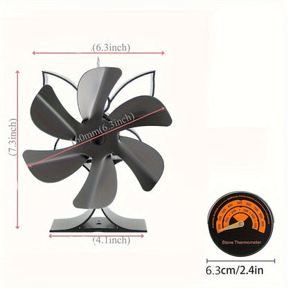 Get 1 or 2 pieces of the 6-leaf wood stove fan, designed to distribute heat efficiently from your wood, gas, or log burner stove. This heat-driven wall fan is crucial for keeping your home comfortable during the colder months of autumn and winter. It is