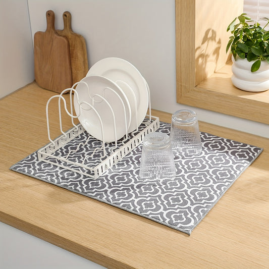 1pc Microfiber absorbent quick-drying drain mat for household kitchenware dish drying pad.