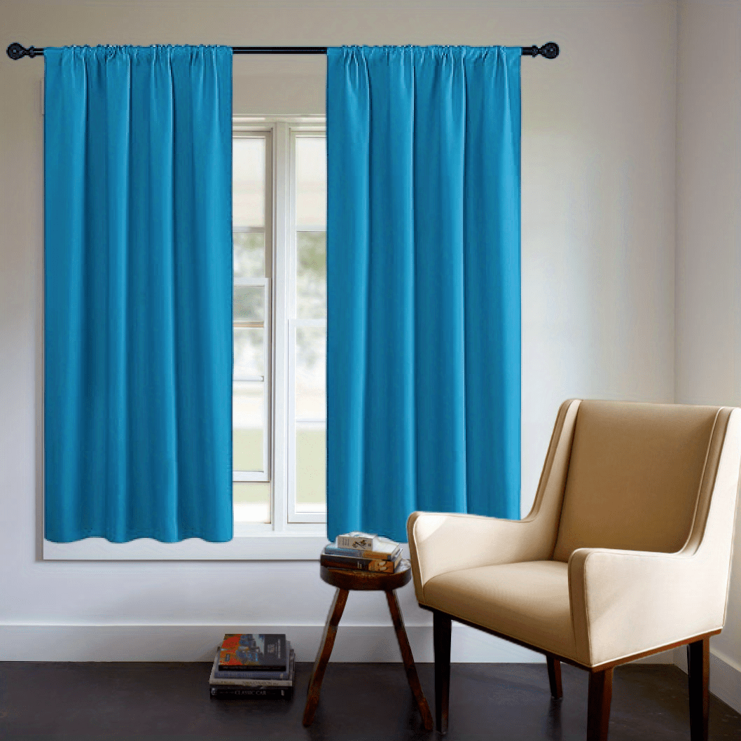 One Blackout Curtain (1 Panel) - Thick Rod Pocket Curtain for Heat Insulation and Light Blocking in Bedroom, 200g;