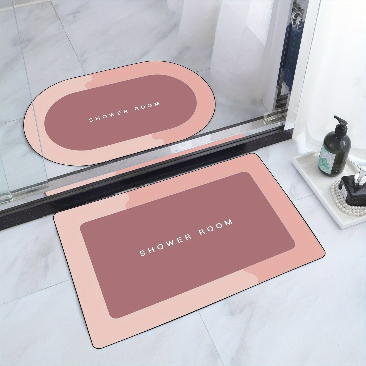 This set includes two velvet bath mats that are non-slip and quick-drying, perfect for use in the bathroom or shower room. Made from polyester, they are unscented and do not require electricity to function.