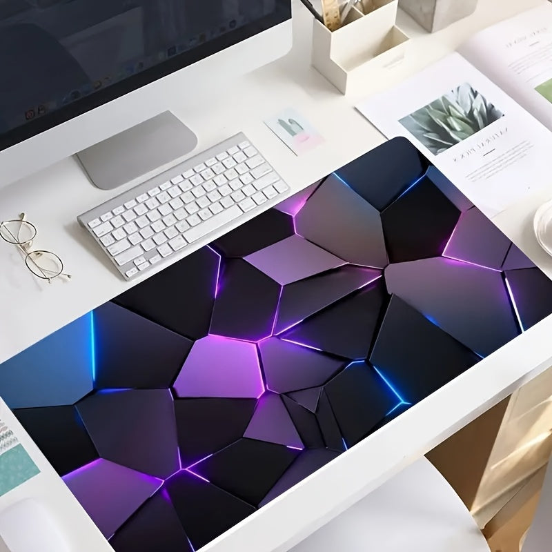 Blue and purple abstract gaming mouse pad for gamers and office use, with non-slip polyester fiber for keyboards.