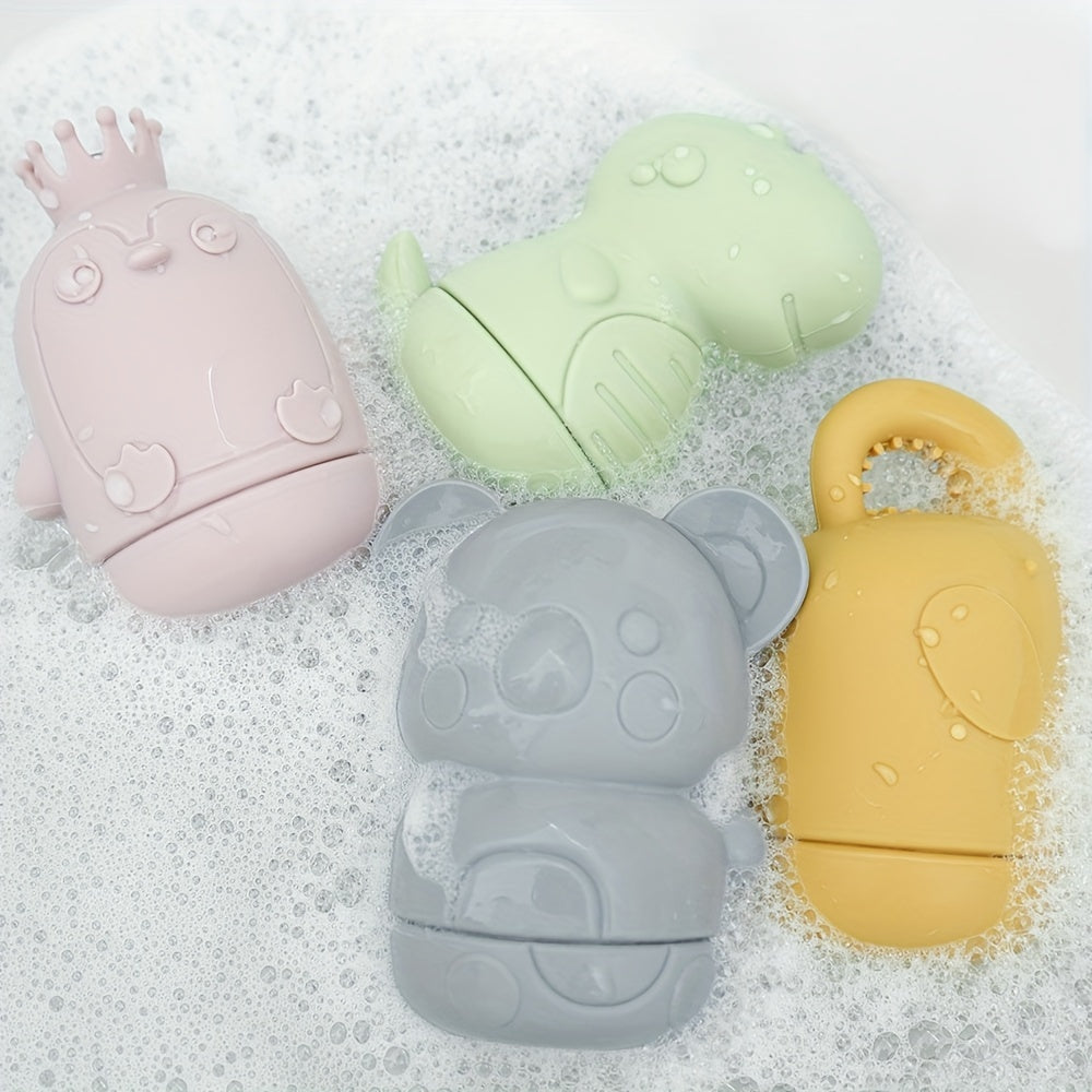 Set of 4 Silicone Animal Bath Toys for Kids - Vibrant, Child-Safe and Enjoyable Shower Play Accessories