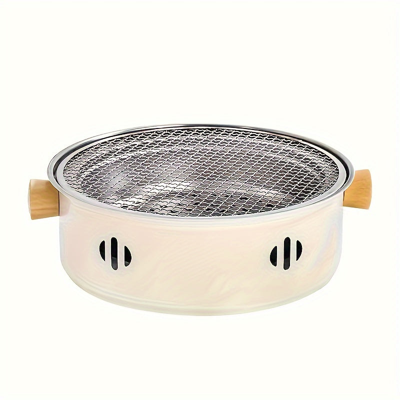 Portable Stainless Steel Split Barbecue Stove with Round Rack - Perfect for Outdoor Camping BBQ and Mini Barbecuing