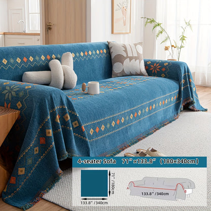 Boho-style sofa cover for all seasons with non-slip feature, suitable for bedroom, office, living room, and home decor.