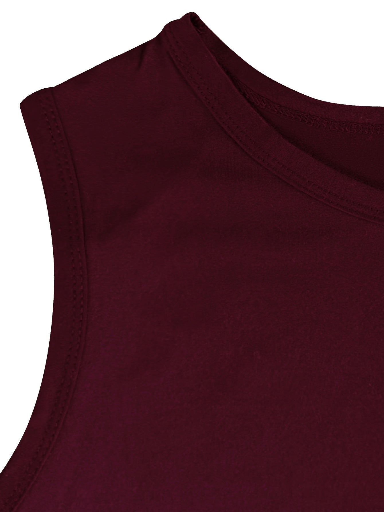 Katta o'lchamdagi ayollar uchun maroon rangidagi tank top, quvonchli yuz printi bilan, yengsiz, dumaloq bo'yin dizayni, cho'ziluvchan polyester aralashmasidan tayyorlangan. Mashinada yuvish mumkin.