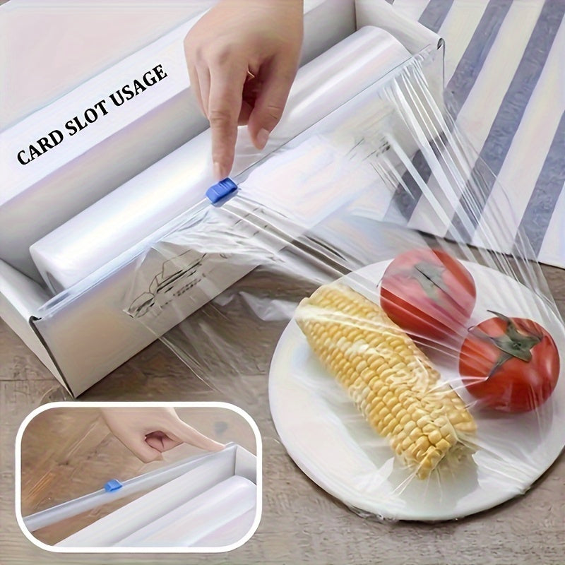 Multipurpose Plastic Wrap Dispenser with 3-Pack, Slide Cutter, Reusable Cling Film/Foil/Parchment Paper Cutter, Kitchen Storage Tool, Safe for Food Contact, Convenient Storage and Usage.