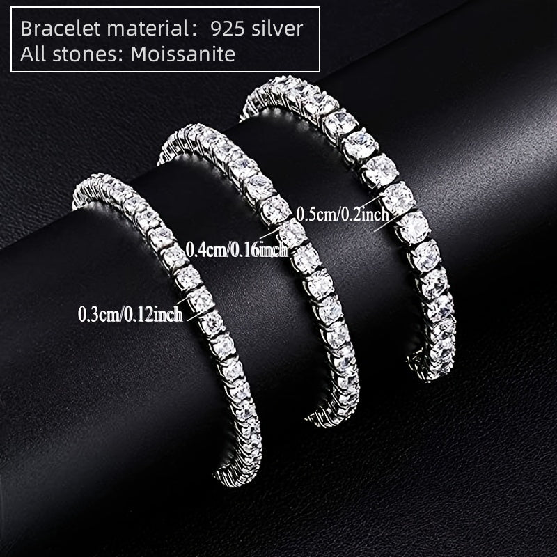 Get your hands on the elegant ConiiW Vintage Luxury Tennis Bracelet made from 925 Sterling Silver with Moissanite stones. This stunning piece is plated with 18K Gold and is a versatile unisex fashion accessory. It comes in a beautiful gift box, perfect