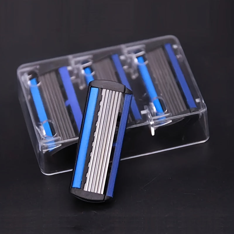 Premium 6-Layer Stainless Steel Razor Blades with Metal Stand for Smooth Shaving