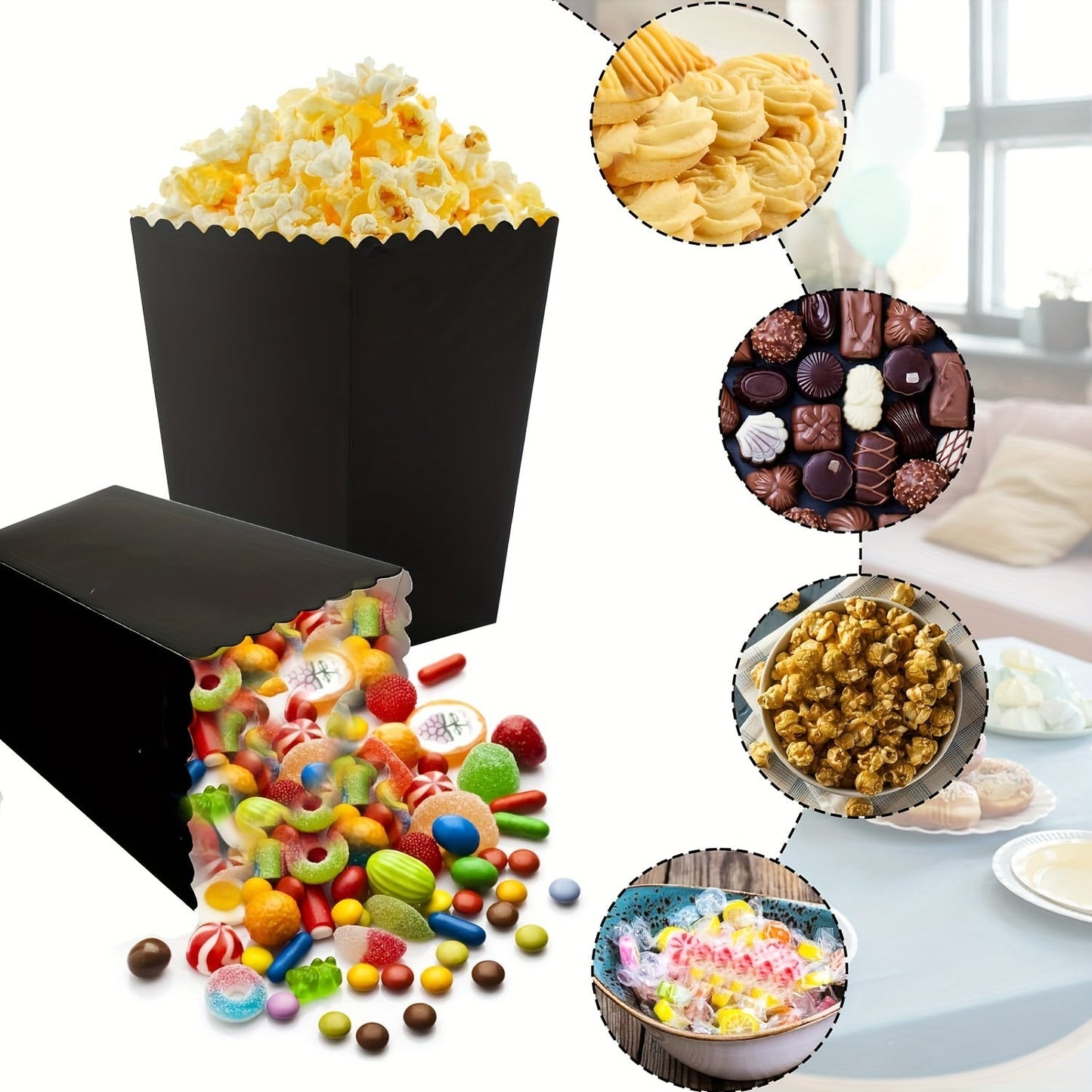 50 Mini Popcorn Boxes, Paper Bags for Individual Servings at Weddings, Graduations, Birthday Parties. Perfect for Small Pretzel Treats, Popcorn, Candy Bars. Movie Theater Snack Containers.