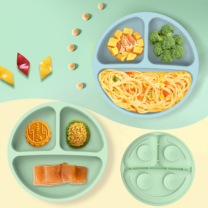 Suction Cup Silicone Dinner Plate for Kids - Non-Slip, Divided Feeding Bowl for Children