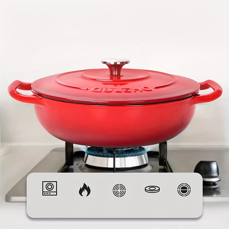 Versatile Kitchen Cookware: Enamel-Coated Stew Pot for Marinating, Cooking, Baking, Refrigerating, and Serving - Durable Cast Iron Dutch Oven with Lid